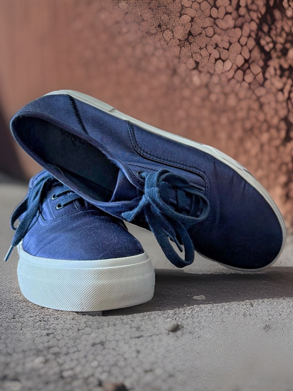 Vince Copley Sneakers Womens 8W EU 38 Navy Satin Platform Designer Shoes